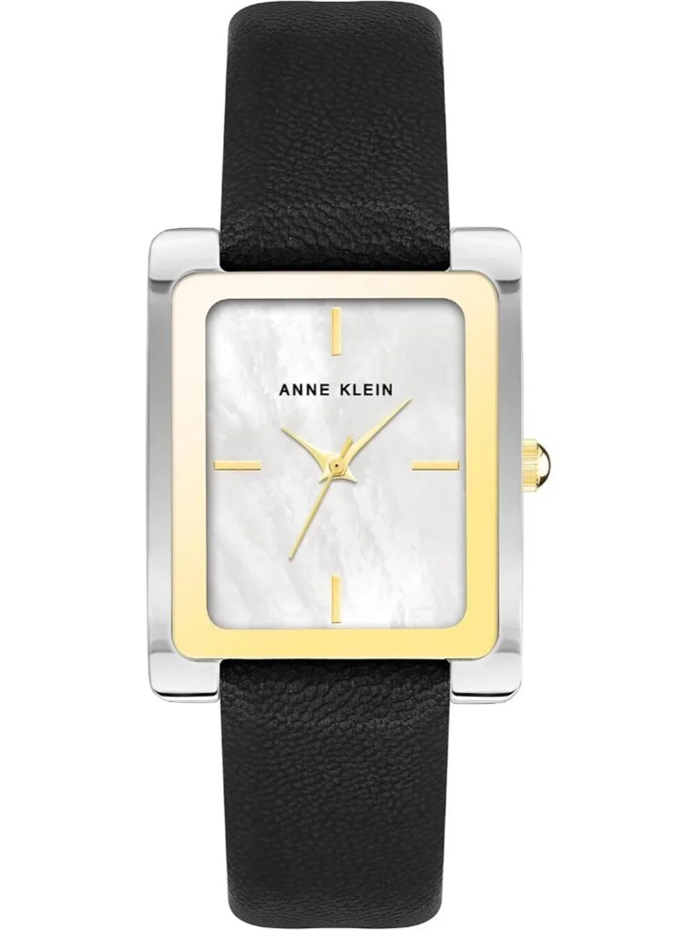 Anne Klein Women's White Black Leather Strap Analog Quartz Solid Luxury Watch